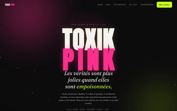 Page d'accueil de toxikpink.com, conçue par Kreative Monster